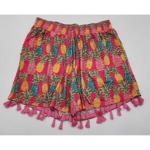 Simply Southern Pineapple Print Tassel Hem‎ Shorts - Women's Size S/M
